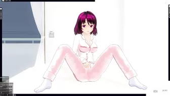 3D HENTAI in pajamas masturbates before bed