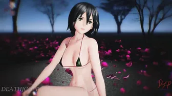 MMD R18 4k UHD Forest Green Bikini Mikasa Ackerman - Baam - 1074