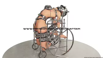 Slave Hardcore Cuffed and Chained in a Wheelchair Metal Bondage BDSM