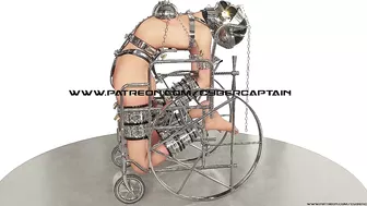 Slave Hardcore Cuffed and Chained in a Wheelchair Metal Bondage BDSM