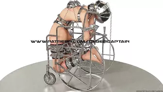 Slave Hardcore Cuffed and Chained in a Wheelchair Metal Bondage BDSM