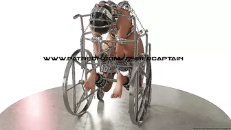 Slave Hardcore Cuffed and Chained in a Wheelchair Metal Bondage BDSM