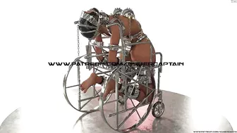 Slave Hardcore Cuffed and Chained in a Wheelchair Metal Bondage BDSM