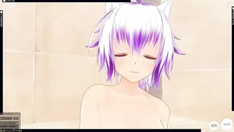 3D HENTAI Girl in pink seductively masturbates in the bathroom