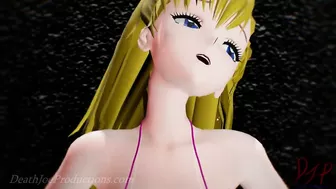 MMD R18 4k Blonde Misaka Aylin with a pink bikini - Dub Zap - 1037