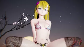 MMD R18 4k Blonde Misaka Aylin with a pink bikini - Dub Zap - 1037