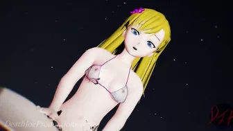 MMD R18 4k Blonde Misaka Aylin with a pink bikini - Dub Zap - 1037