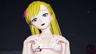 MMD R18 4k Blonde Misaka Aylin with a pink bikini - Dub Zap - 1037