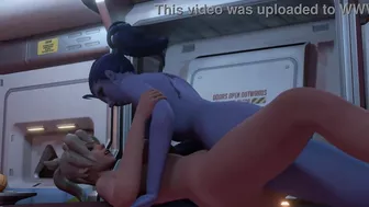 Overwatch Parody - Futa Widowmaker fucks Mercy on Dropship