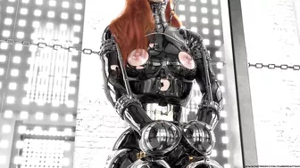 Ginger in Hardcore Metal Bondage and Latex Catsuit 3D Animation