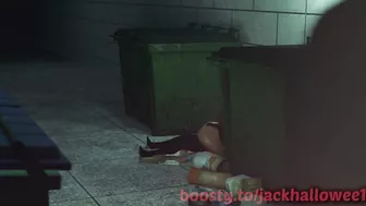 3D HENTAI Girl sucks off near garbage