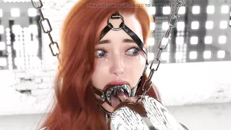 Ginger in Hardcore Metal Bondage and Latex Catsuit Waiting for Facefuck 3D BDSM Animation