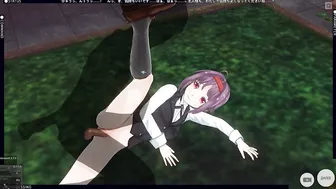 3D HENTAI Konno Yuuki gets fucked in the yard and takes a creampie