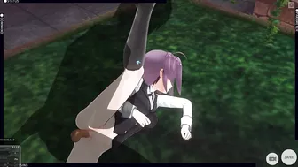 3D HENTAI Konno Yuuki gets fucked in the yard and takes a creampie