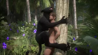 Realistic furry suit blowjob and fucking (black panther version)