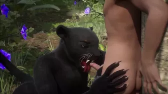 Realistic furry suit blowjob and fucking (black panther version)