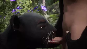 Realistic furry suit blowjob and fucking (black panther version)