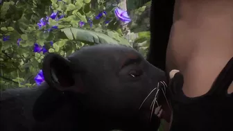 Realistic furry suit blowjob and fucking (black panther version)