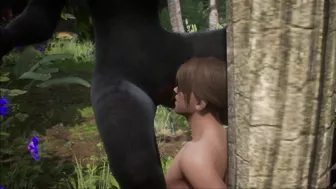 Realistic furry suit blowjob and fucking (black panther version)