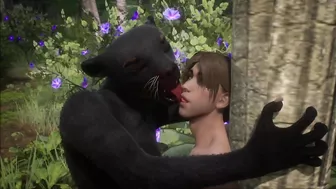 Realistic furry suit blowjob and fucking (black panther version)