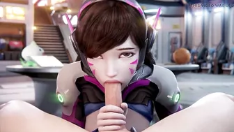 Overwatch - DVA Blowjob Swallowing Cum & Getting Creampied (Animation with Sound)