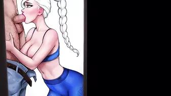 Train your ass with Elsa [Rule 34 Hentai game] Elsa and her stepsister fuck the gym teacher