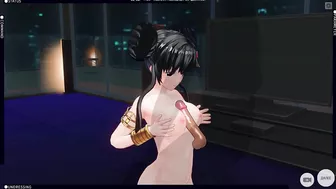 3D HENTAI Chinese girl rubs her breasts on your cock