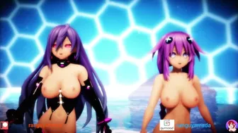 MMD R18 Iris Heart x Purple Heart Boing Boing Nude Dance