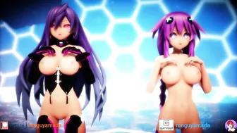 MMD R18 Iris Heart x Purple Heart Boing Boing Nude Dance