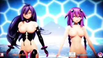 MMD R18 Iris Heart x Purple Heart Boing Boing Nude Dance