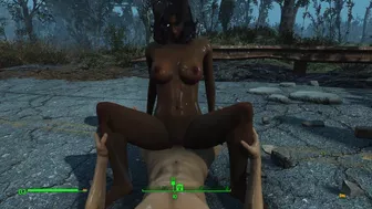 Gentle sex of a couple in the pouring rain in the game fallout 4 | PC gameplay