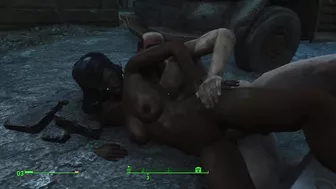 Gentle sex of a couple in the pouring rain in the game fallout 4 | PC gameplay