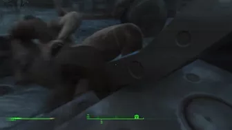 Gentle sex of a couple in the pouring rain in the game fallout 4 | PC gameplay