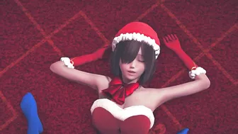 Girls in Christmas costumes rub their pussies and cum