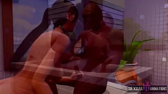 Threesome with my Black Stepbrothers in the Bathtub - Sexual Hot Animations