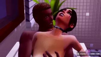 Threesome with my Black Stepbrothers in the Bathtub - Sexual Hot Animations