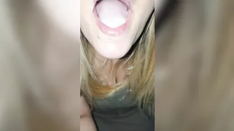 Swallowing a fans cum for fun