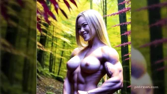 Girls gaining muscle in the forest - AI animation - looks real but not