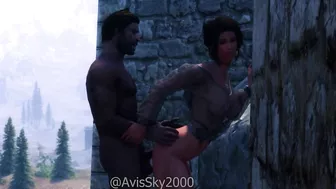 Brown Girl Getting Fucked Outside Whiterun in Skyrim