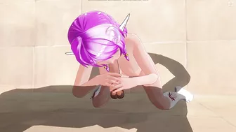 3D HENTAI Cute elf with pink hair fucks in 69 position