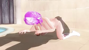 3D HENTAI Cute elf with pink hair fucks in 69 position