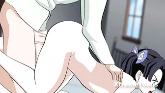 Tajiro fucks Aoi in Shinobu's infirmary - Demon Slayer hentai