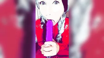 Sucking on Dildo