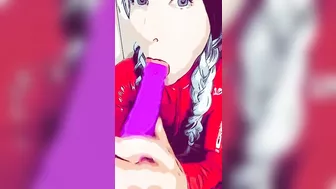 Sucking on Dildo