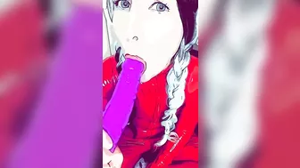 Sucking on Dildo