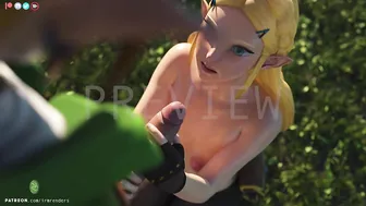 Zelda sucks Link under a tree in Hyrule