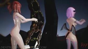 MMD R18+ Demon Misaka 4.0 And Kuroko Chocolate Cream Portal Island 1179