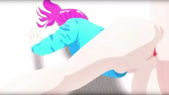 A girl with pink hair gets fucked in the pussy.Hentai anime cartoon