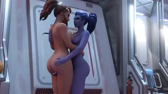 Overwatch Parody - Futa Widowmaker fucks Brigitte on Dropship