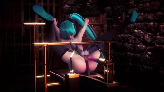 3D HENTAI BDSM Miku Hatsune fucks with a sex machine